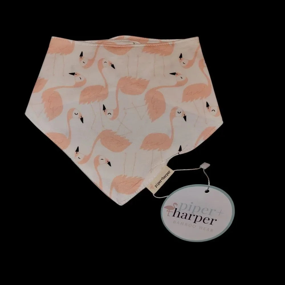 Flamingo Bandana Bamboo Bib Size 0 To 6 Months.
